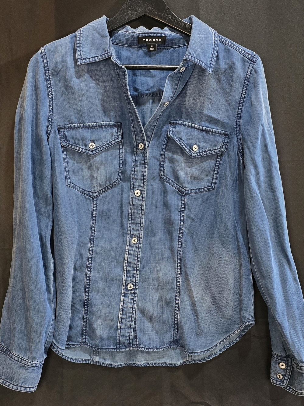 Trouve Nordstrom Chambray Denim Long Sleeve Button Down Shirt